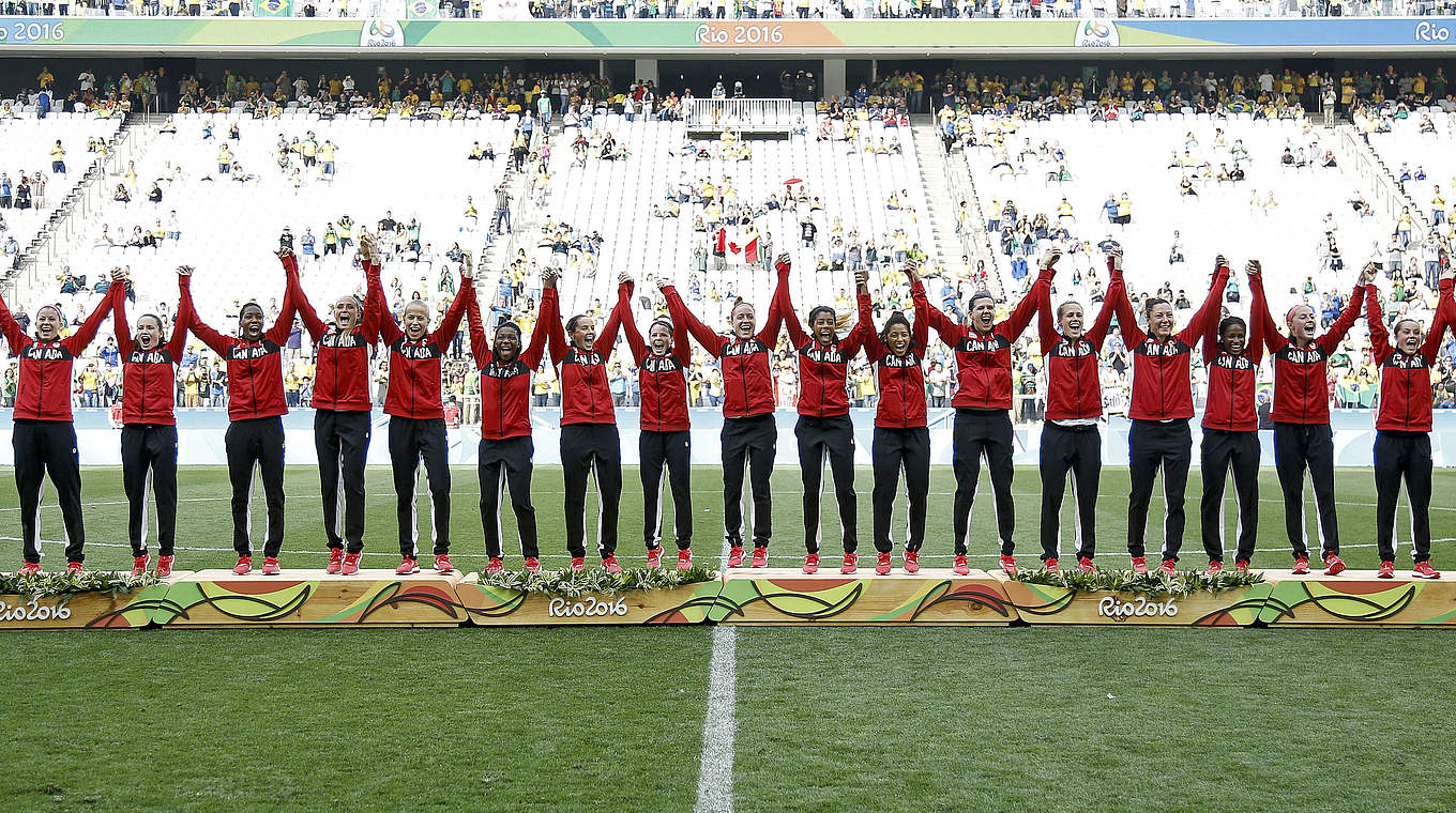 Steffi Jones über den Olympiadritten Kanada: "Das wird für uns ein echter Prüfstein" © 2016 Getty Images