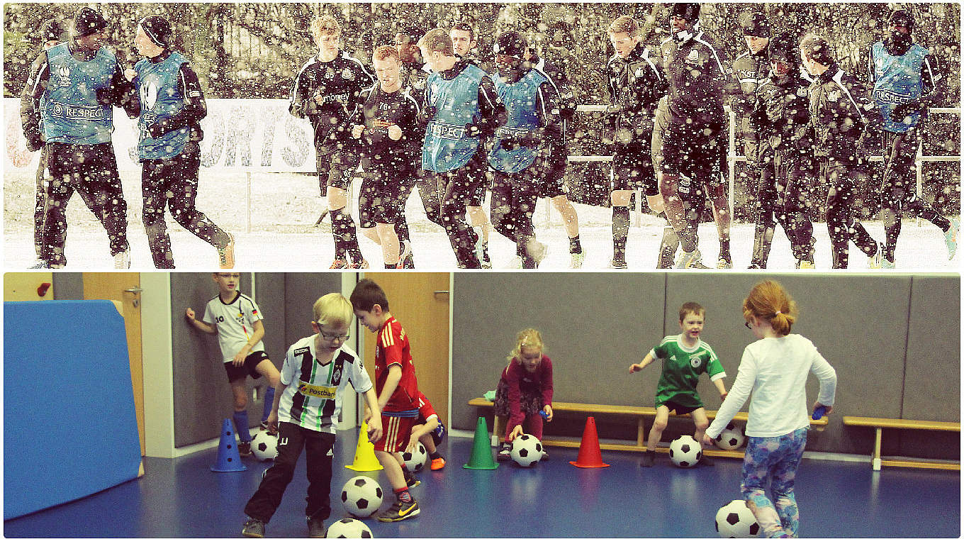 Eingeschneiter Platz oder unterm Hallendach: Training im Winter mit "Mein Fußball" © Newcastle United/philippka