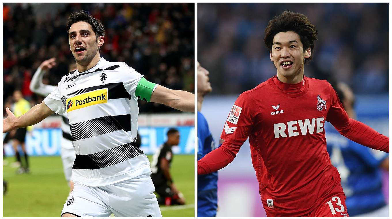 Doppelpacker an Spieltag 18: Gladbachs Lars Stindl und Kölns Yuya Osako (v.l.) © Getty Images/Collage DFB