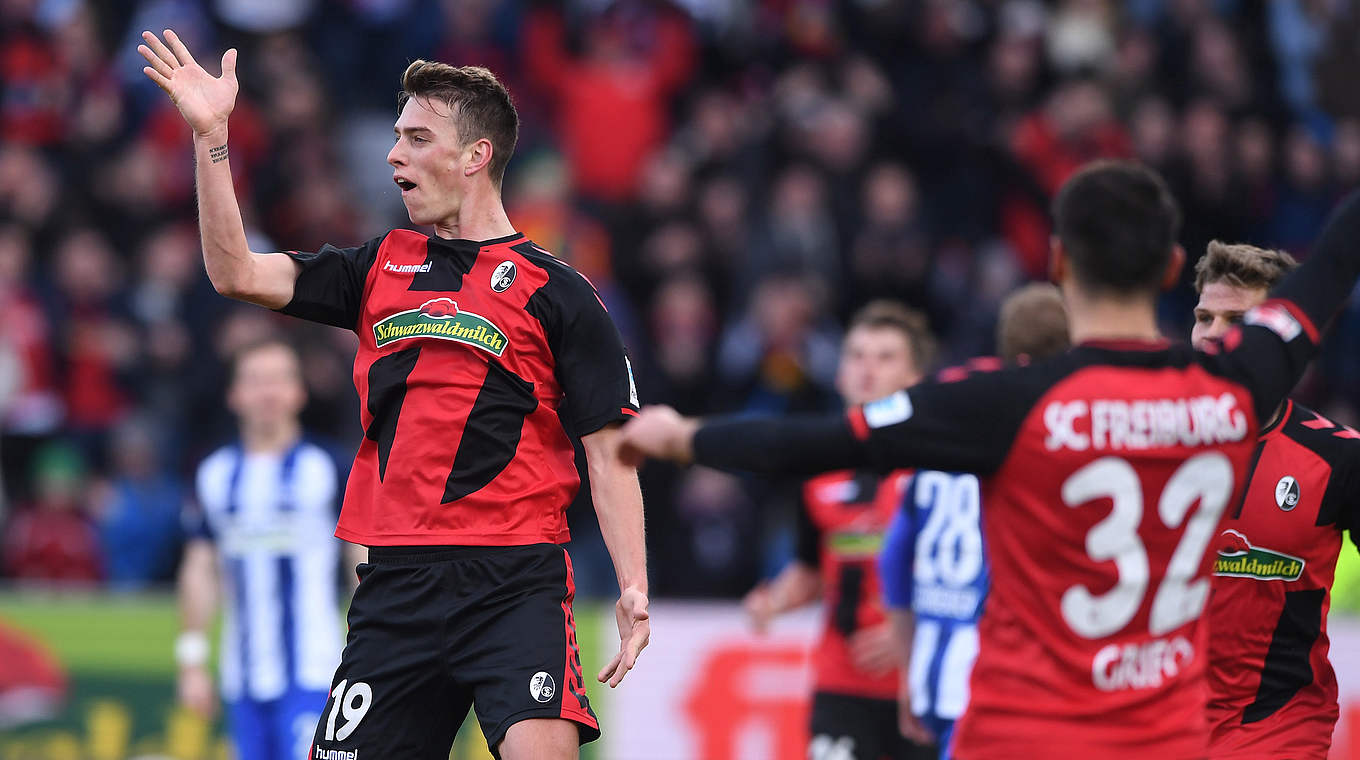 Bejubelt seinen Treffer für den SC Freiburg: U 21-Nationalspieler Janik Haberer © 2017 Getty Images