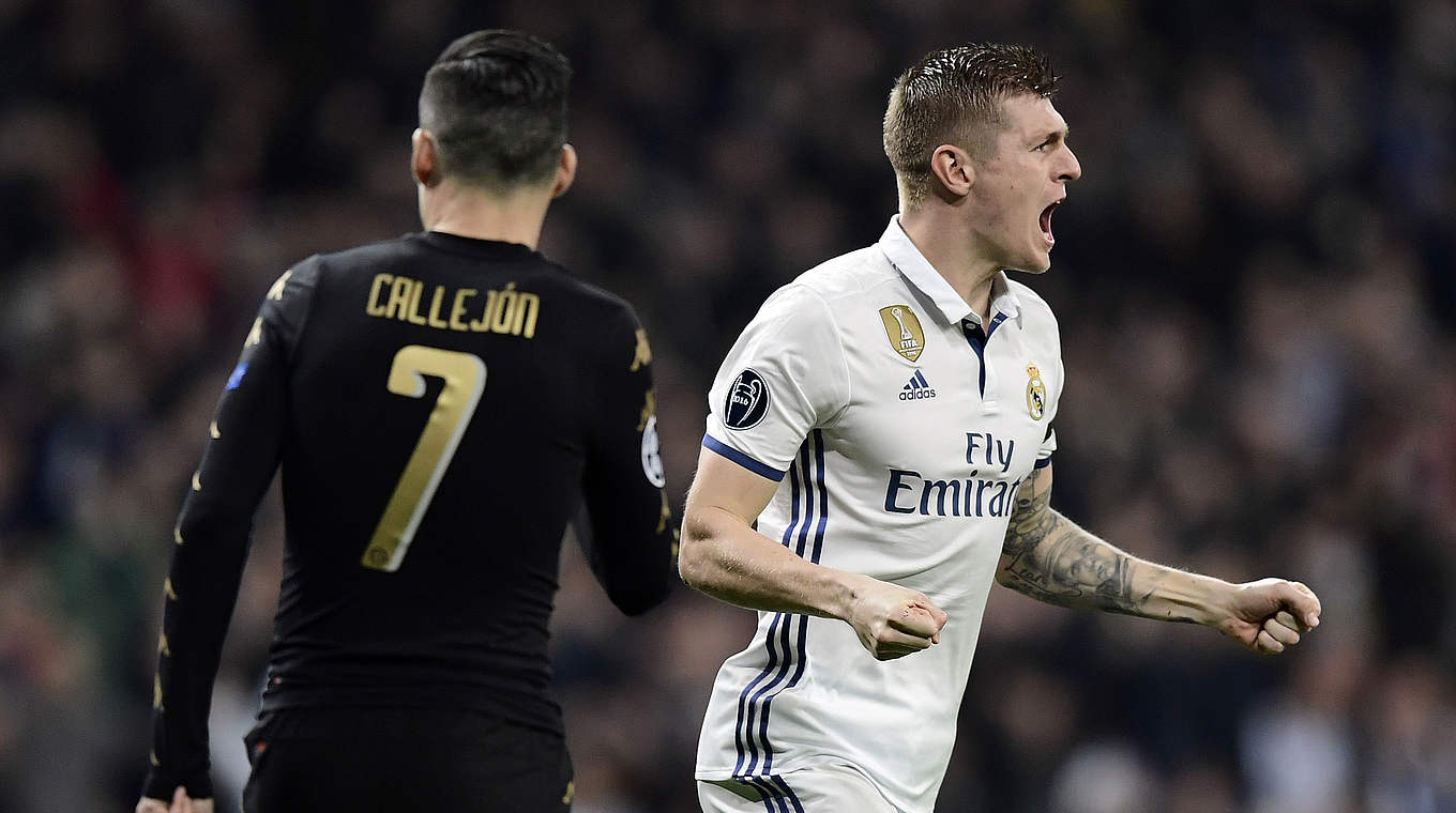 Jubelt über seinen ersten Champions-League-Treffer für Real Madrid: Toni Kroos © JAVIER SORIANO/AFP/Getty Images