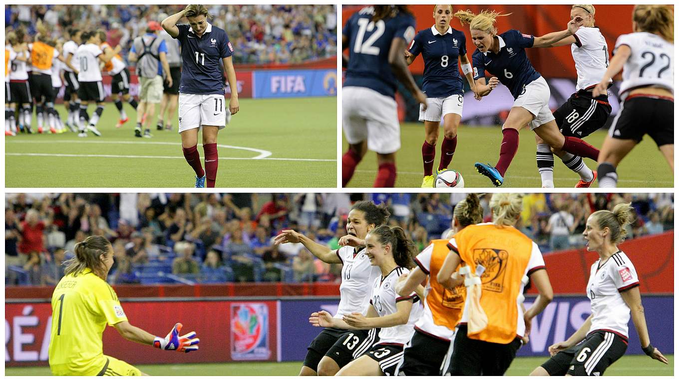 Jubel und Enttäuschung: Nach dem Elfmeterschießen des WM-Viertelfinales 2015 © Getty Images/Collage DFB