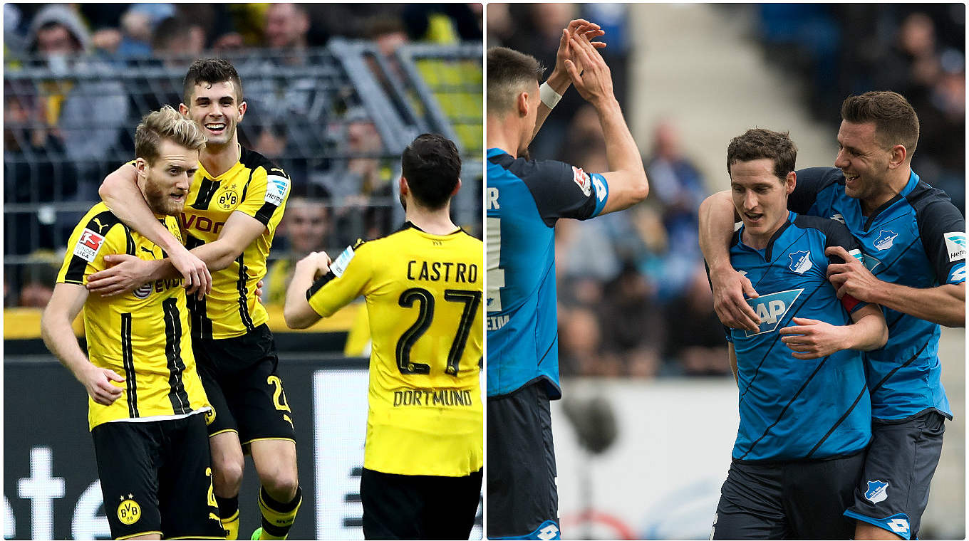 Goalscores André Schürrle (left) und Sebastian Rudy celebrate victories with BVB and TSG. © Getty Images