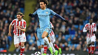 Leroy Sané started his sixth straight game for Manchester City against Stoke. © This content is subject to copyright.