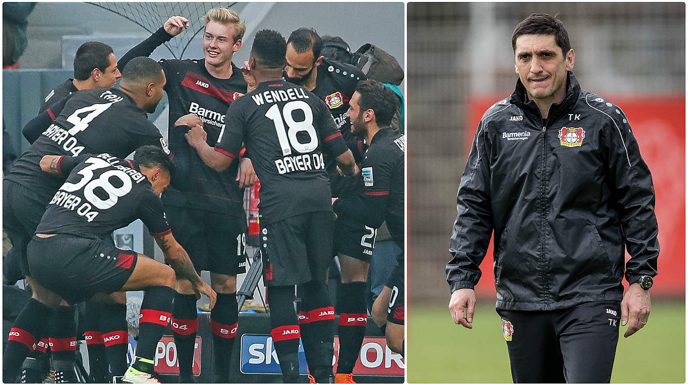 Knackt mit Heimsieg gegen Bremen die Marke von 2000 Punkten: Bayer mit Korkut (r.) © 2017 Getty Images/Collage DFB