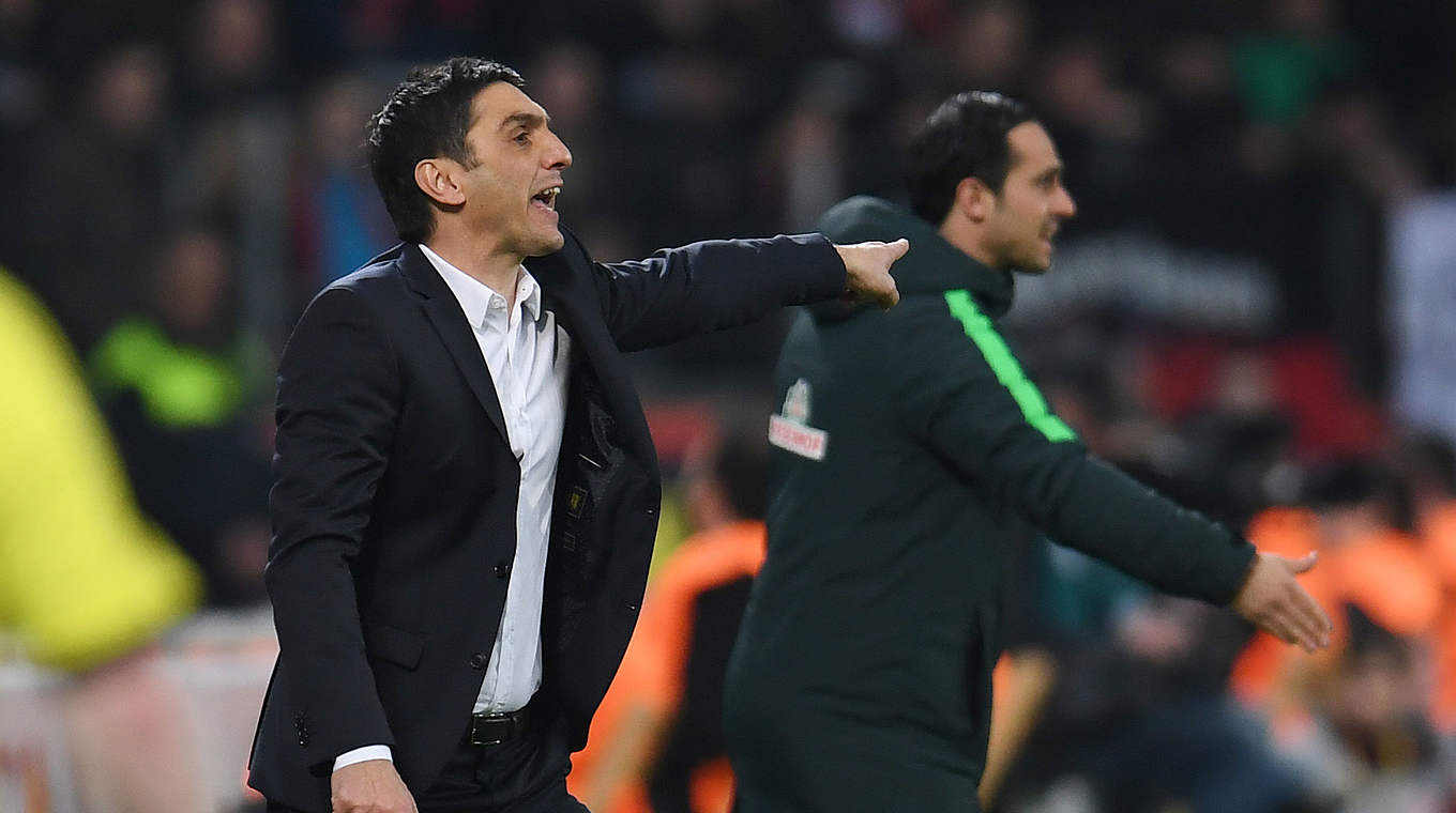 Tayfun Korkut took charge of his first game for Leverkusen © PATRIK STOLLARZ/AFP/Getty Images