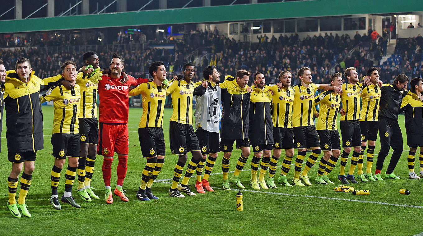 20 wins in their last 21 away games - Dortmund celebrate © This content is subject to copyright.