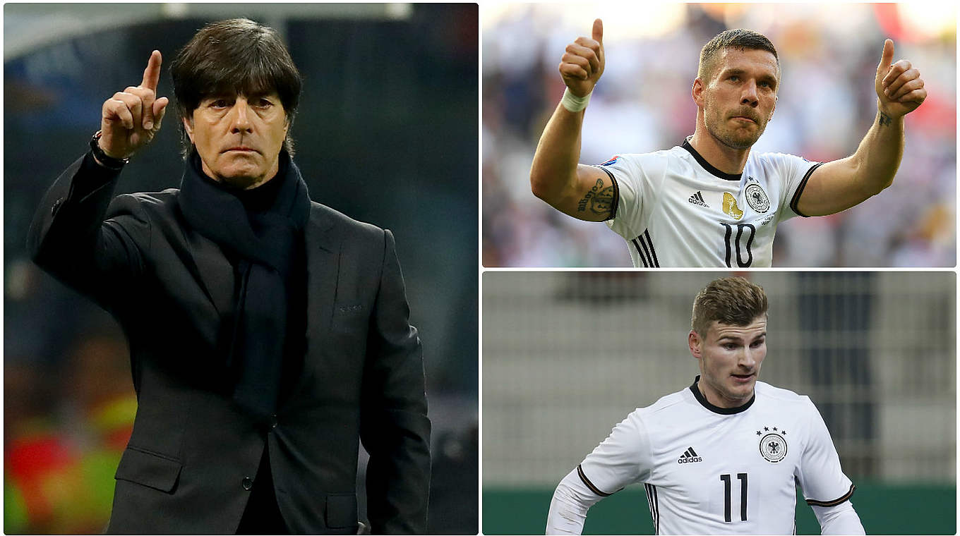 Joachim Löw on Timo Werner: "He is a young and interesting player with lots of potential."  © Getty Images/Collage DFB