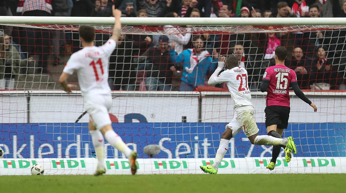 Drei Tore gegen Berlin: Anthony Modeste (2.v.r.) hat nun 22 Saisontore auf dem Konto © 2017 Getty Images