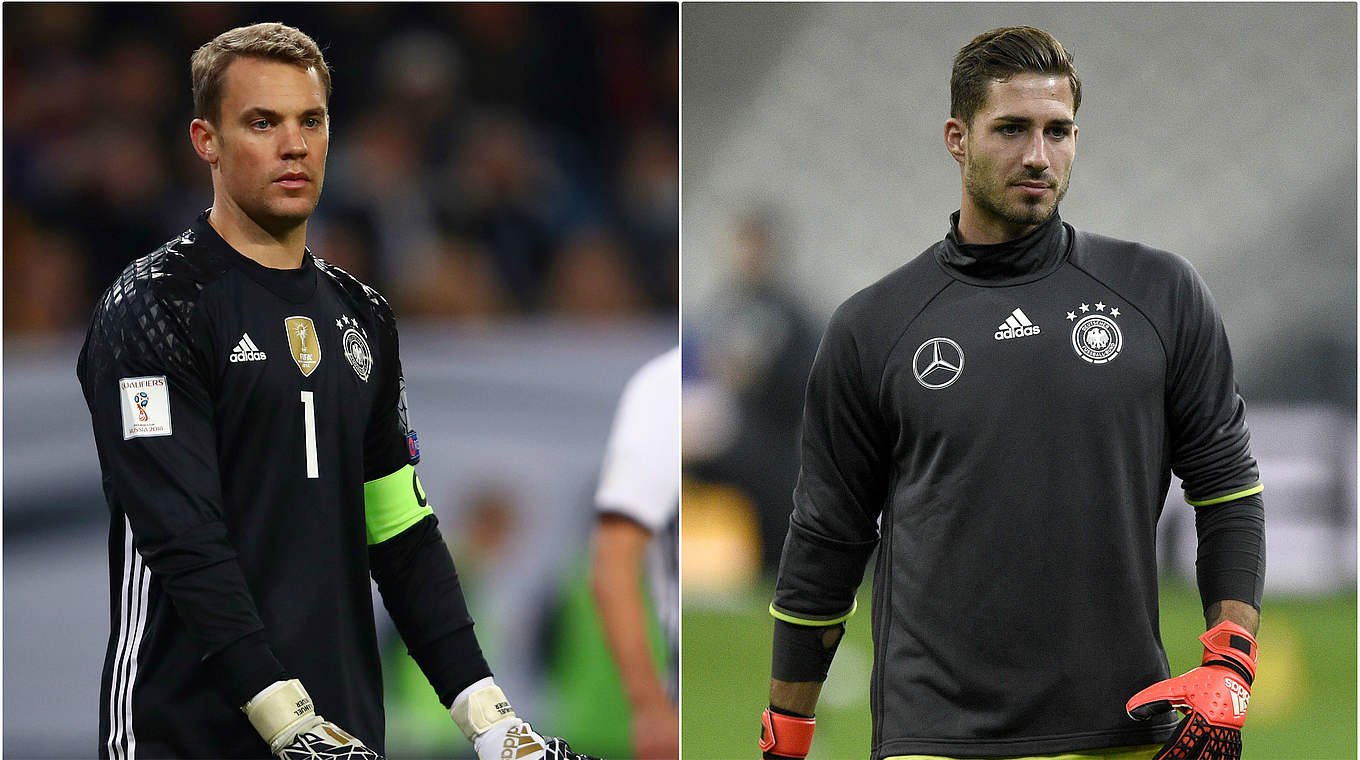 Rückt für den angeschlagenen Manuel Neuer (l.) nach: Paris-Stammkeeper Kevin Trapp © Getty Images/Collage DFB