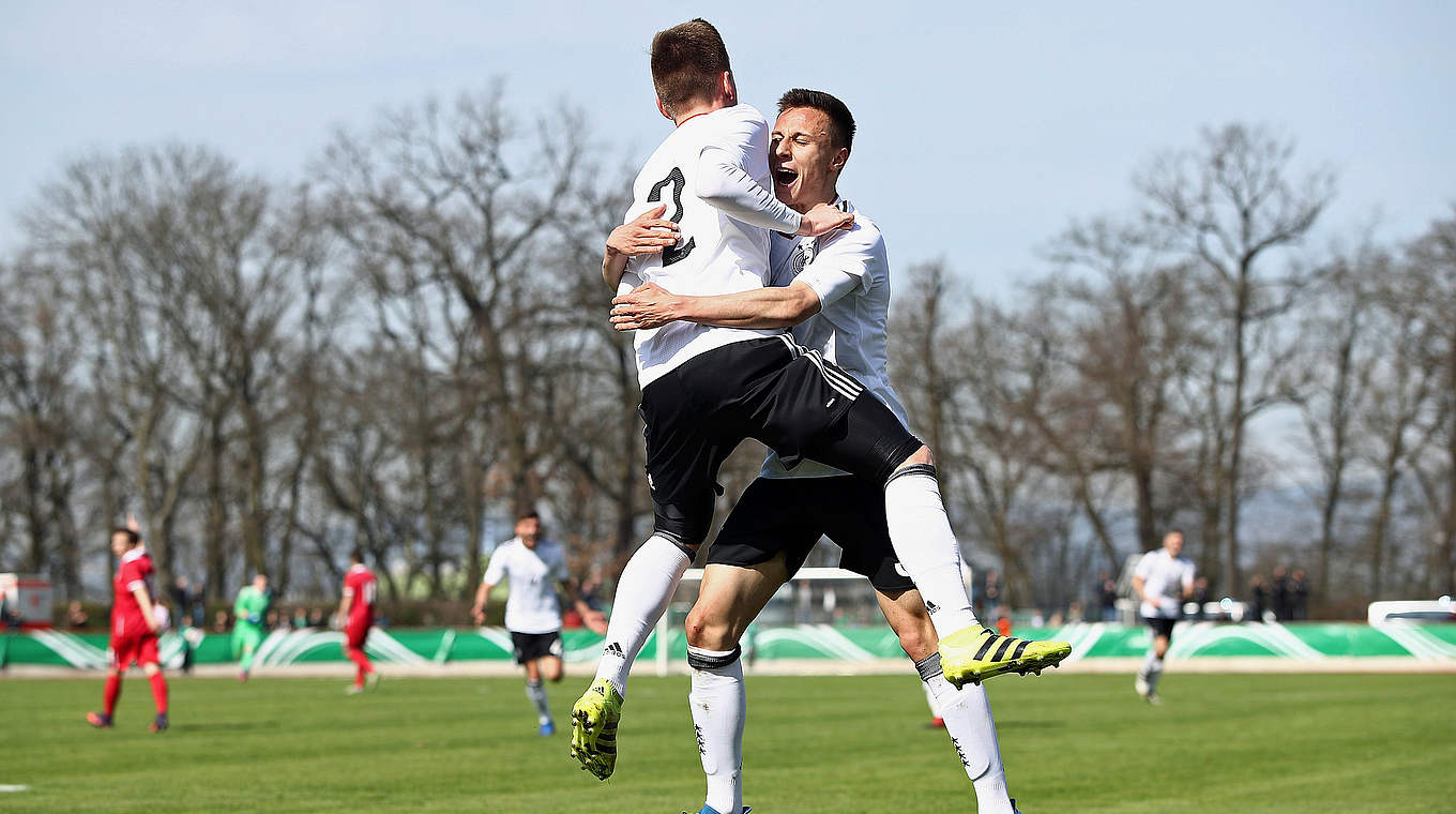 Die deutsche U 19-Nationalmannschaft hat auf dem Weg zur EURO in Georgien (2. bis 15. Juli 2017) auch ihr zweites Spiel in der zweiten Qualifikationsrunde gewonnen. © 2017 Getty Images