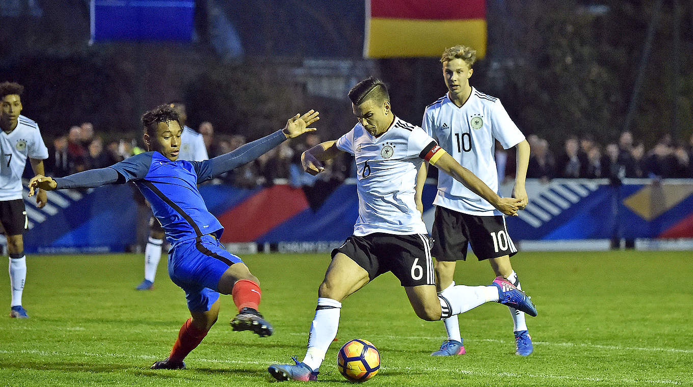 Atakan Akkaynak (2. f.r.) scored in stoppage to equalise against France. © 2017 Getty Images