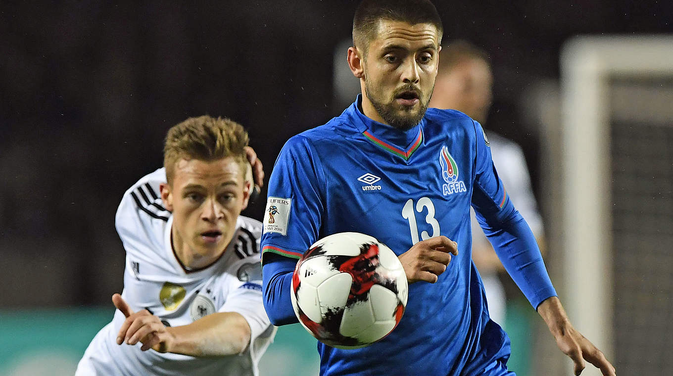 Aserbaidschan's Dimitri Nasarow (right) and Joshua Kimmich. © AFP/Getty Images