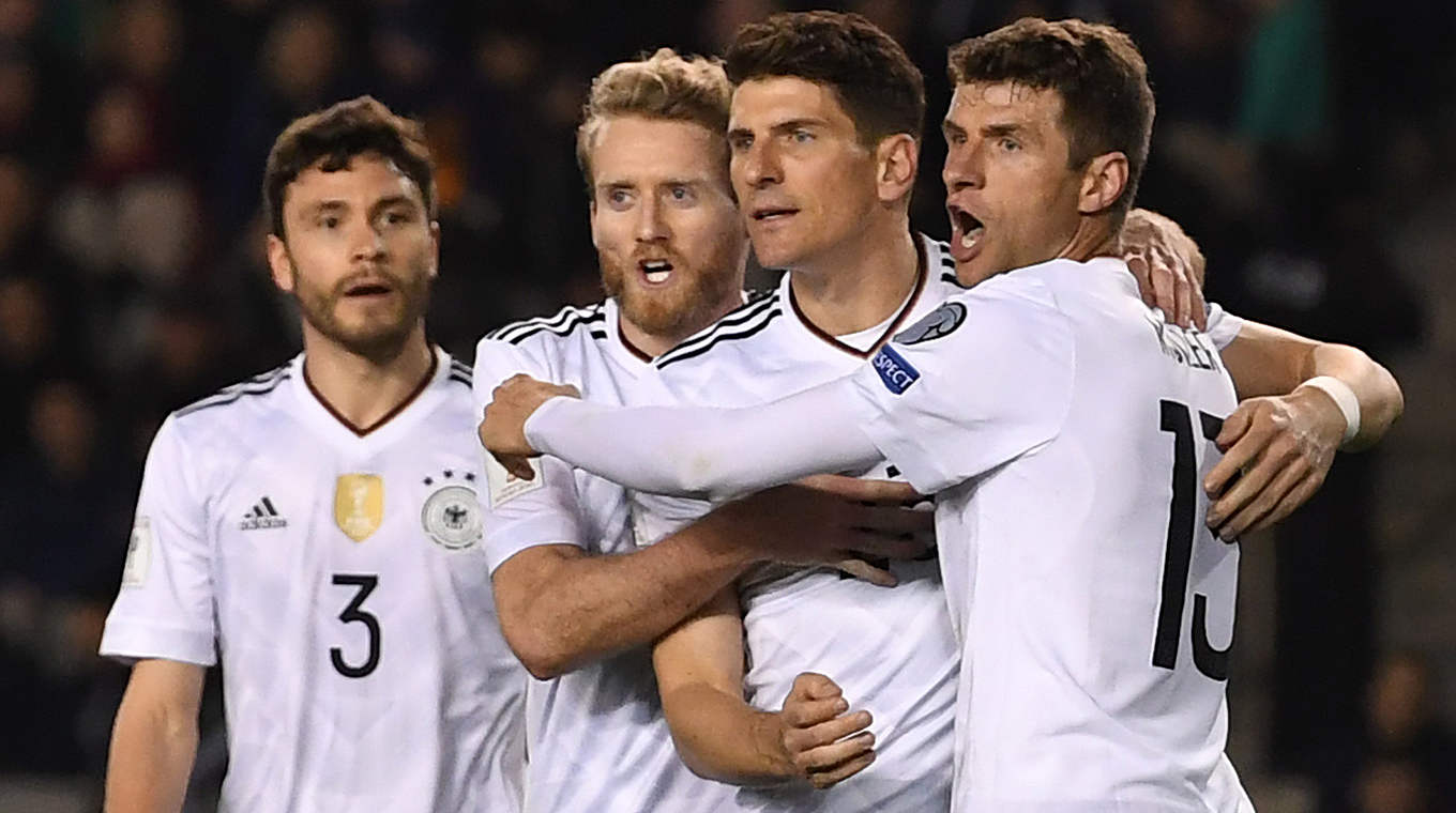 Jubilation from the goalscorers: (right to left) Thomas Müller, Mario Gomez, André Schürrle © This content is subject to copyright.