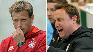 Trainerkollegen im bayerischen Derby: Bayerns Seitz (l.) und FCA-Coach Haidl © Getty Images/imago/Collage DFB