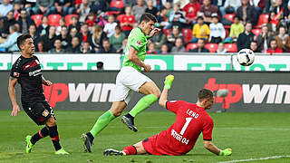 Mario Gomez turned the game in Leverkusen on its head after a hat trick in seven minutes © 2017 Getty Images