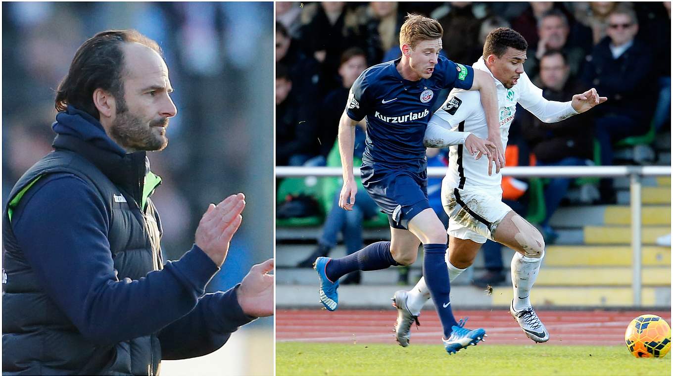 Trifft mit Hansa Rostock auf seine Vergangenheit: Trainer Christian Brand (l.) © Getty Images/Collage DFB