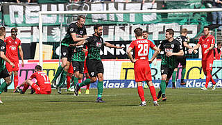 Freut sich über zwei Treffer gegen den FSV Zwickau: Münsters Antonio Grimaldi (M.) © imago/osnapix