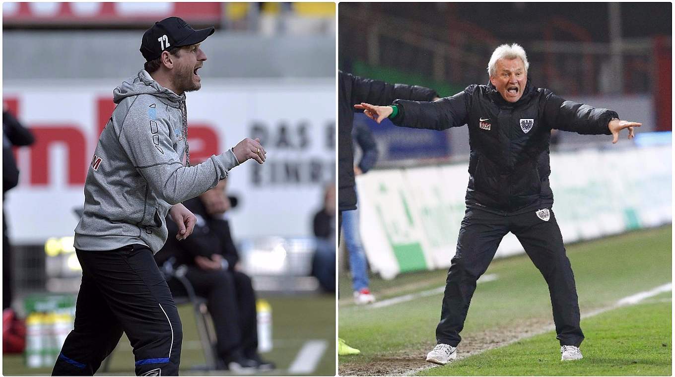 Erfolgsgaranten: Paderborns Baumgart (l.) und Preußen-Coach Möhlmann © imago/Getty Images/Collage DFB