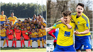 Gut gelaunt ins Endspiel: die Finalisten Eintracht Braunschweig (u.) und Carl-Zeiss Jena © imago/Collage DFB