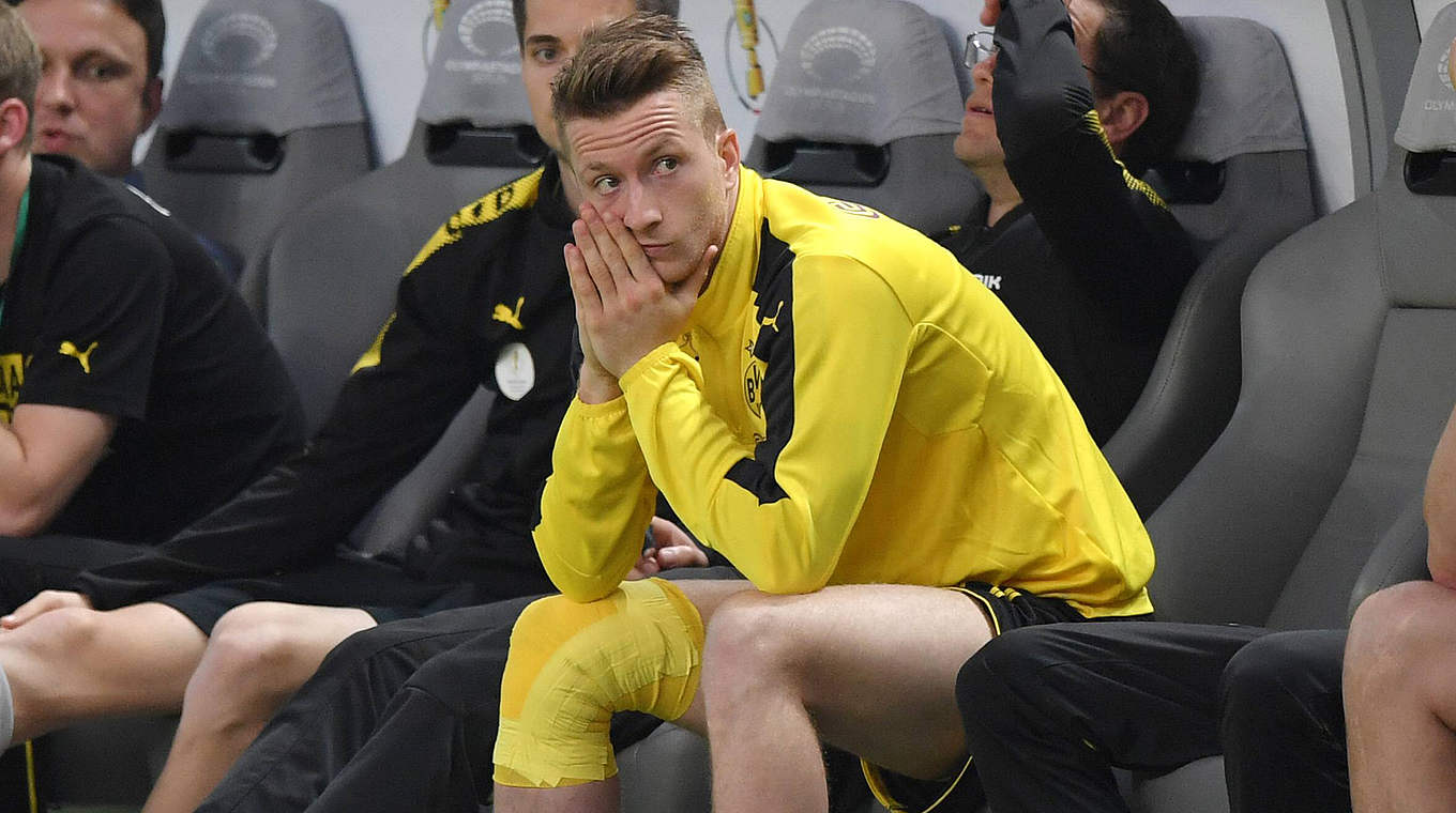 Marco Reus was forced to watch the rest of the final from the bench after being subbed off © imago/Team 2