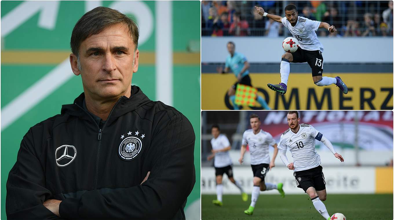 Muss am 6. Juni seinen 23-köpfigen EM-Kader melden: U 21-Trainer Stefan Kuntz (l.) © Getty/Collage DFB