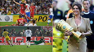 The first and the last goals of the DFB Pokal season: Lewandowski (a.) and Aubameyang (b.).  © 