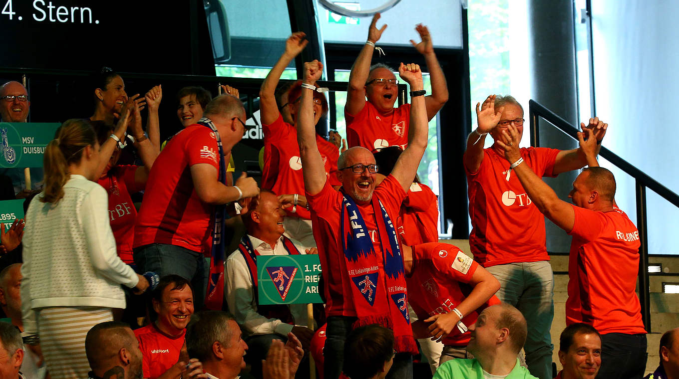 The scenes of unbridled joy from 1. FC Rielasingen-Arlen's delegates. © 2017 Getty Images