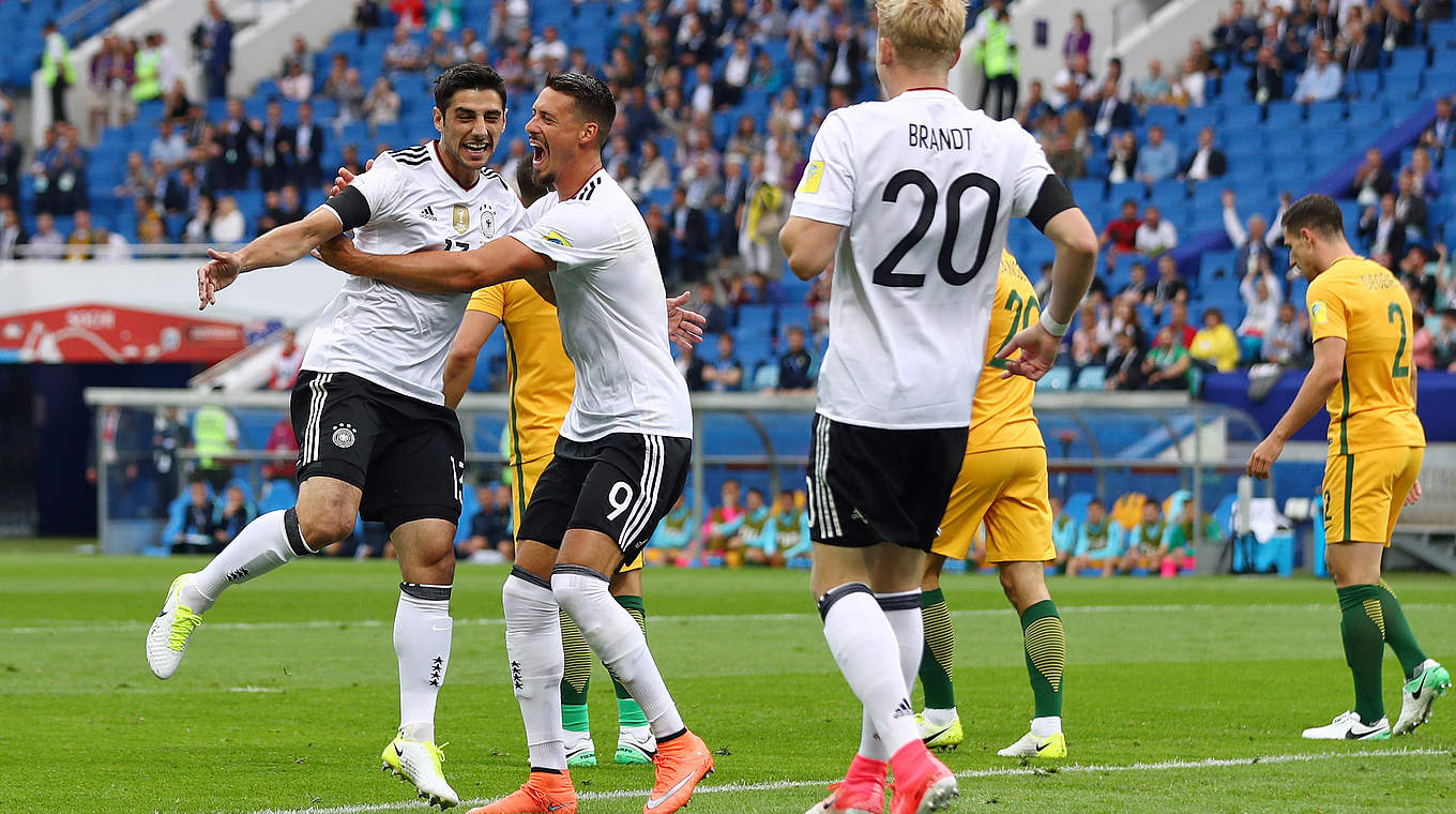 Auftaktsieg beim Confed Cup: das DFB-Team bejubelt das 3:2 gegen Australien © 2017 Getty Images