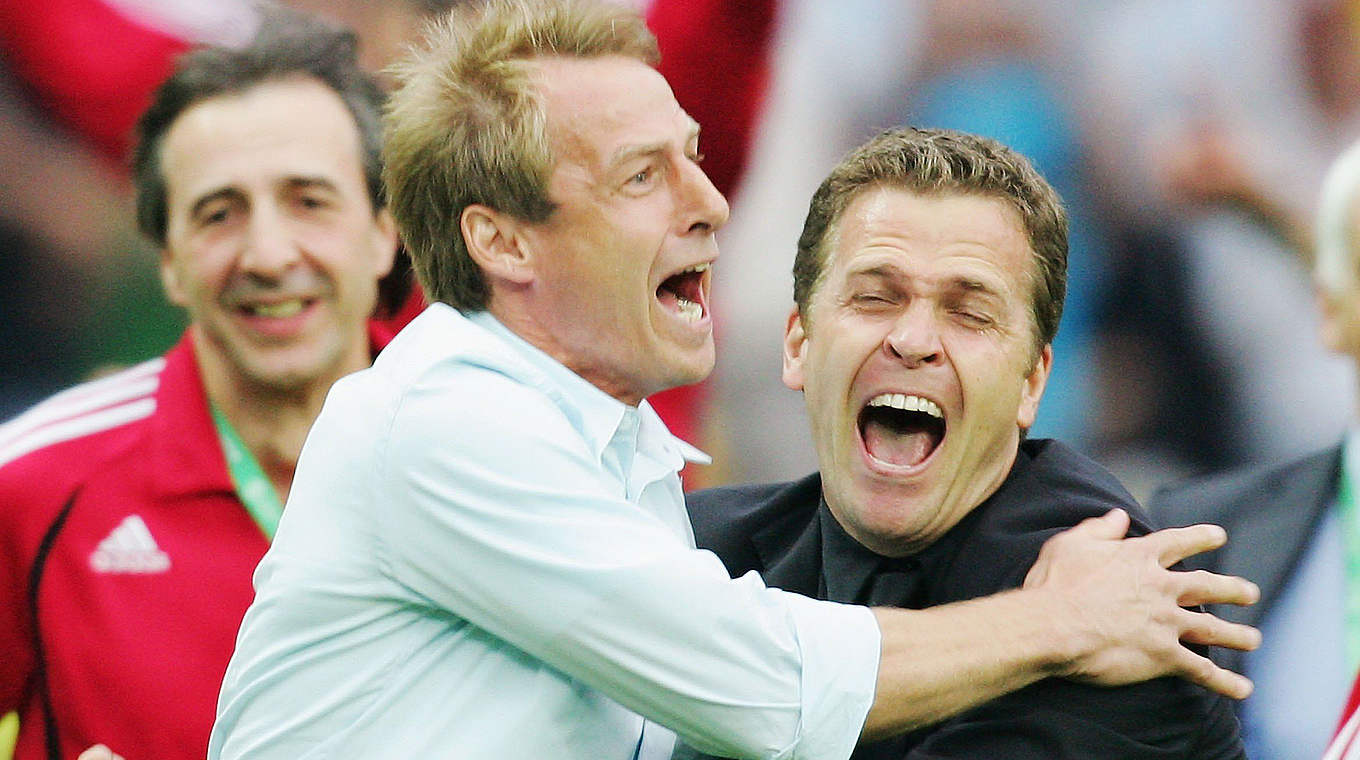 Sieg nach Elfmeterschießen und Halbfinaleinzug: Klinsmann (l.) und Bierhoff jubeln anno 2006 © 2006 Getty Images