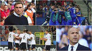 Kuntz (o.l.) gegen Di Biagio, Deutschland gegen Italien: Gruppenfinale bei der U 21-EM © Getty Images/Collage DFB
