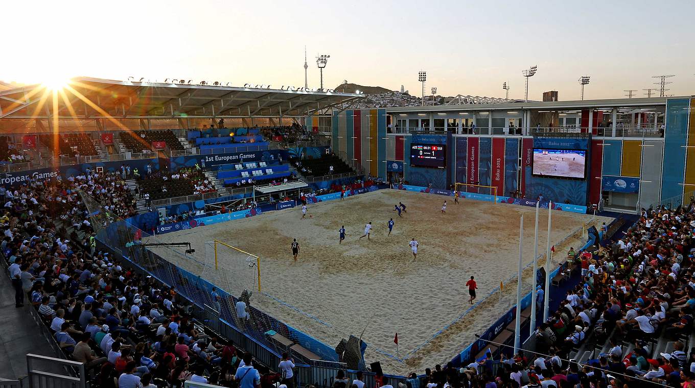 Hier steigt die erste Runde in der Euro Beach Soccer League: Baku in Aserbaidschan © 2015 Getty Images