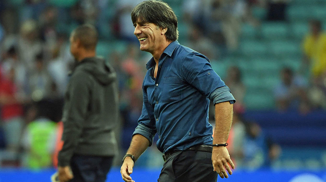 Jubiläumssieg beim Jubiläumsspiel: Joachim Löw siegt als Bundestrainer zum 100. Mal © PATRIK STOLLARZ/AFP/Getty Images