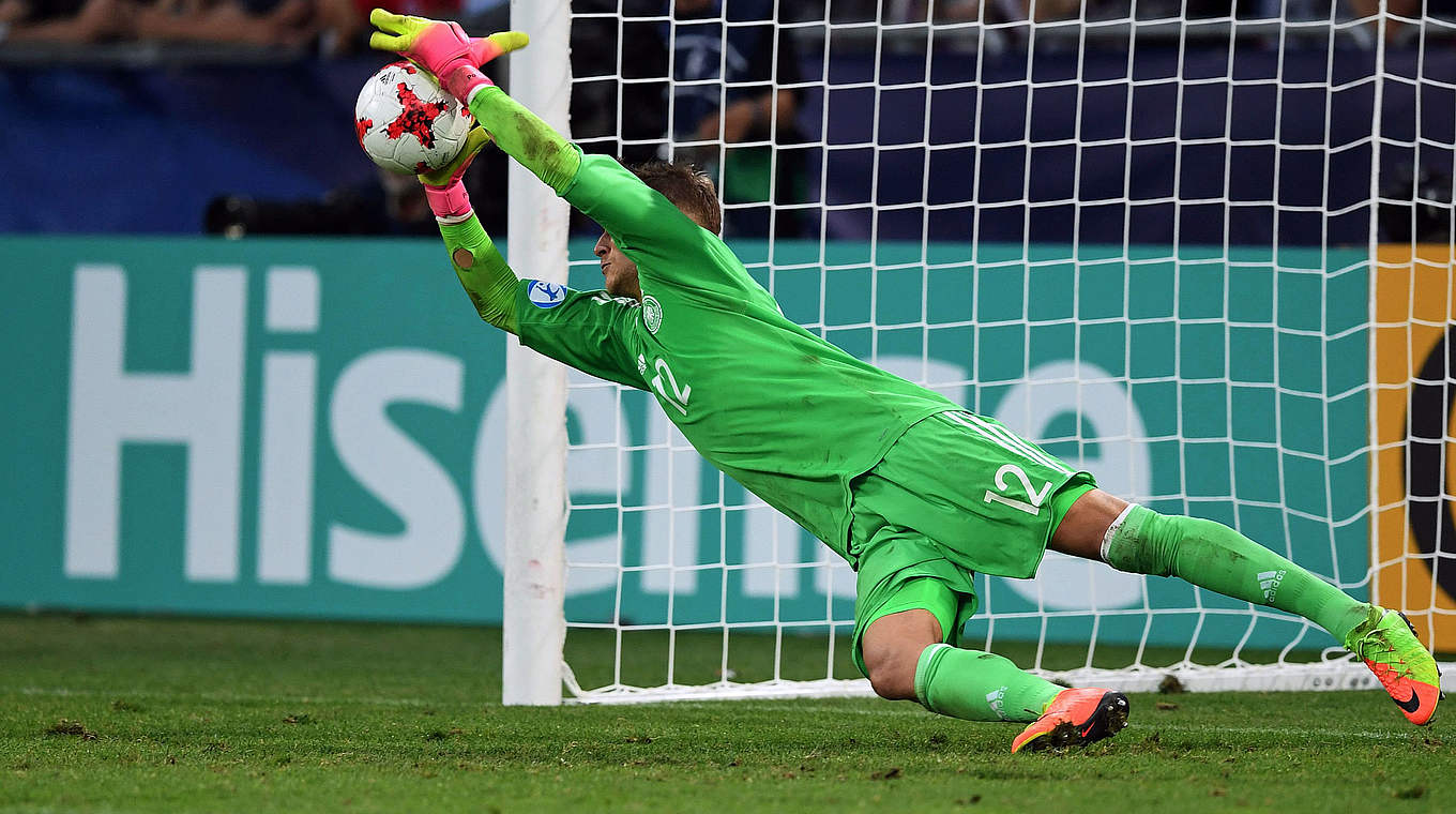 Julian Pollersbeck was the penalty shooutout hero for Germany © AFP/Getty Images