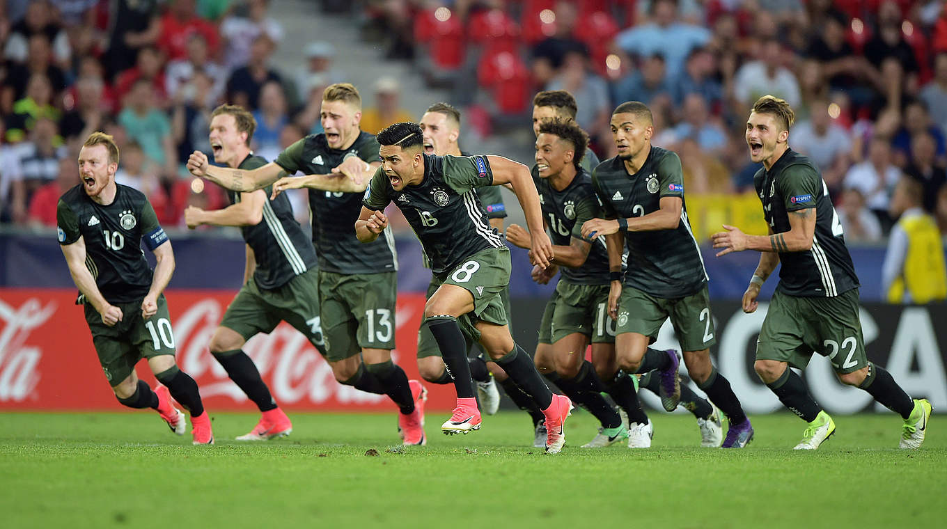 Erlösender Jubel: Die deutsche U 21 steht zum dritten Mal in einem EM-Finale © 2017 UEFA