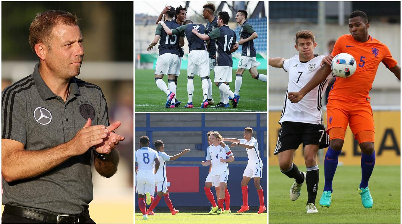 Start in die EM mit schweren Gruppengegnern: Frank Kramer (l.) und die U 19 © AFP/Getty Images/Collage DFB