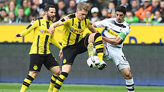 Neue Teamkollegen: Matthias Ginter (M.) und Gladbachs Lars Stindl (r.) © AFP/GettyImages