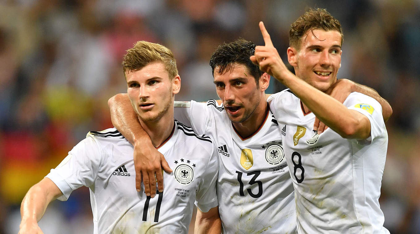 DFB-Trio mit je drei Turniertreffern: Timo Werner, Lars Stindl und Leon Goretzka (v.l.) © 2017 Getty Images