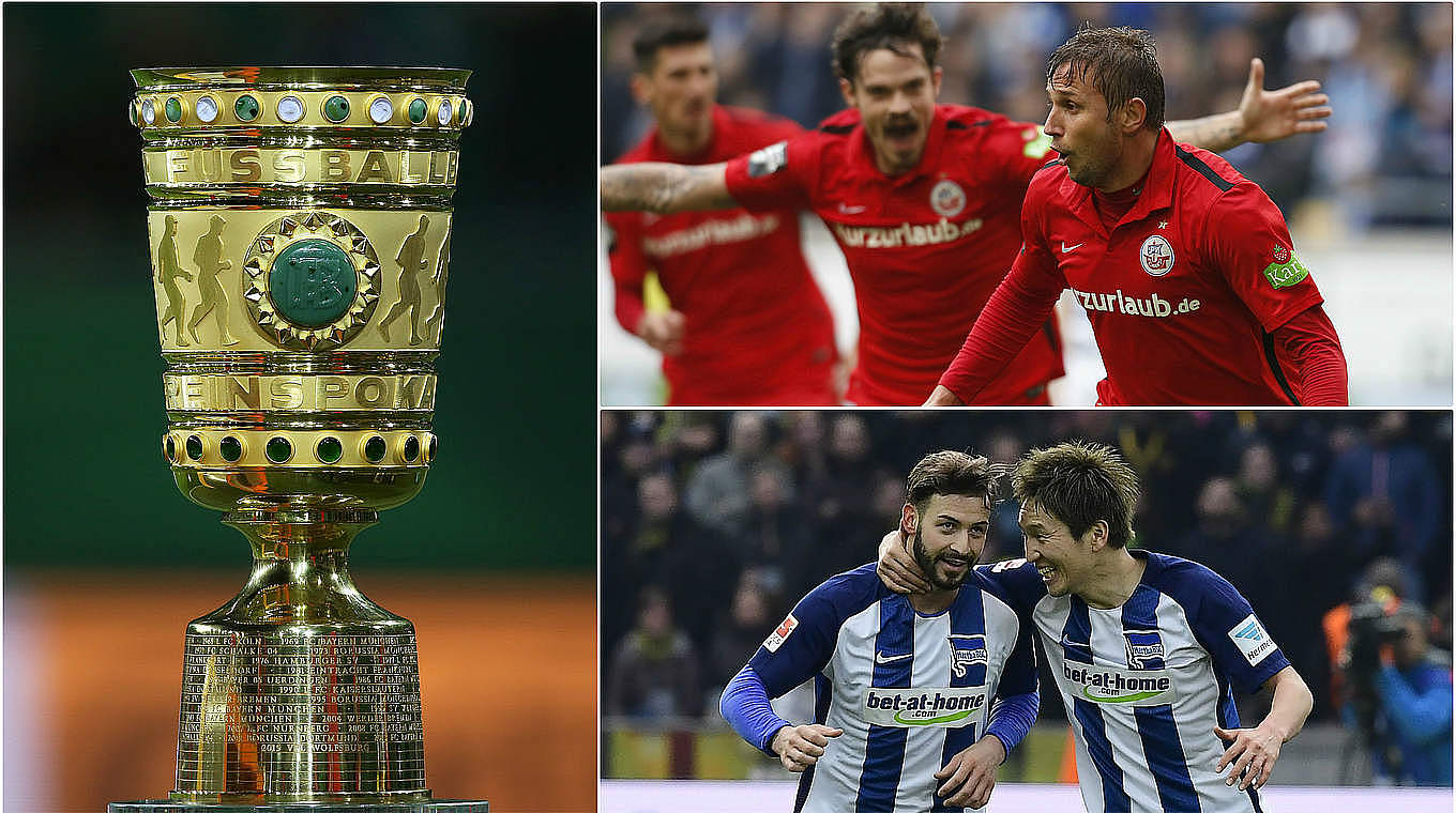 FC Hansa Rostock face Hertha BSC in the first round on Monday 14th August at 20:45 CEST © Getty Images/ Collage DFB 