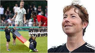 Mit Vorfreude zur EM: die deutschen U 19-Frauen und Trainerin Maren Meinert © Getty Images/Collage DFB