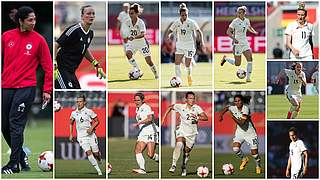 Mit diesen elf Spielerinnen startet Steffi Jones (links) in die Europameisterschaft. © Getty Images/Collage DFB