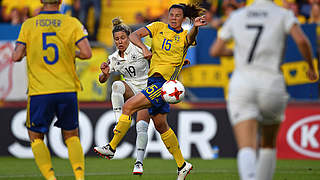 Svenja Huth and Germany's forwards struggled to find a way past Sweden's defence. © AFP/Getty Images