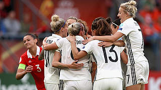 The ladies celebrate topping the group.  © 2017 Getty Images