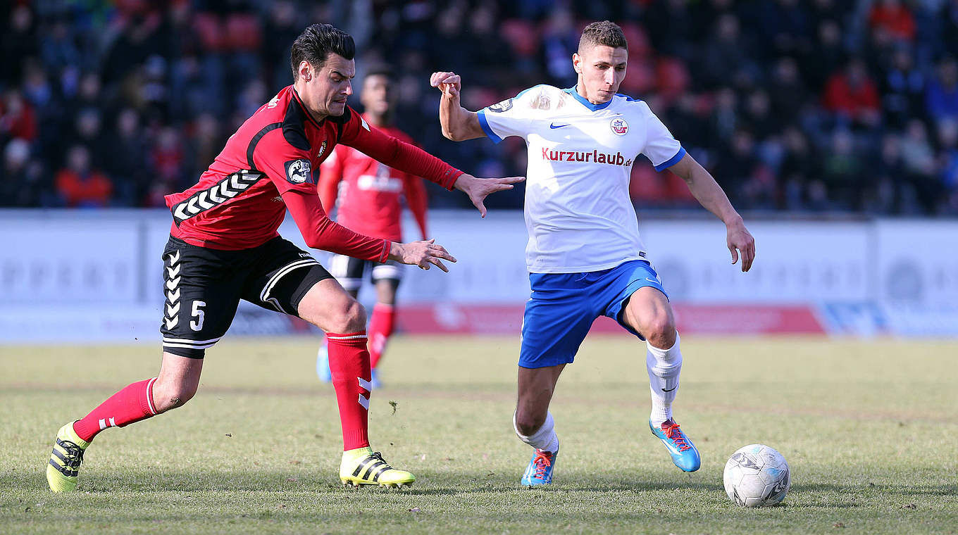 Dritter gegen Erster: Benyamina (r.) und Rostock treffen auf Leists Großaspacher © imago/Sportfoto Rudel