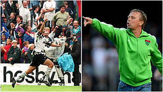 Premiere im Pokal: Schweinfurt und Trainer Klaus (r.) treffen auf Sandhausen © Bilder Imago, Getty Images / Collage DFB