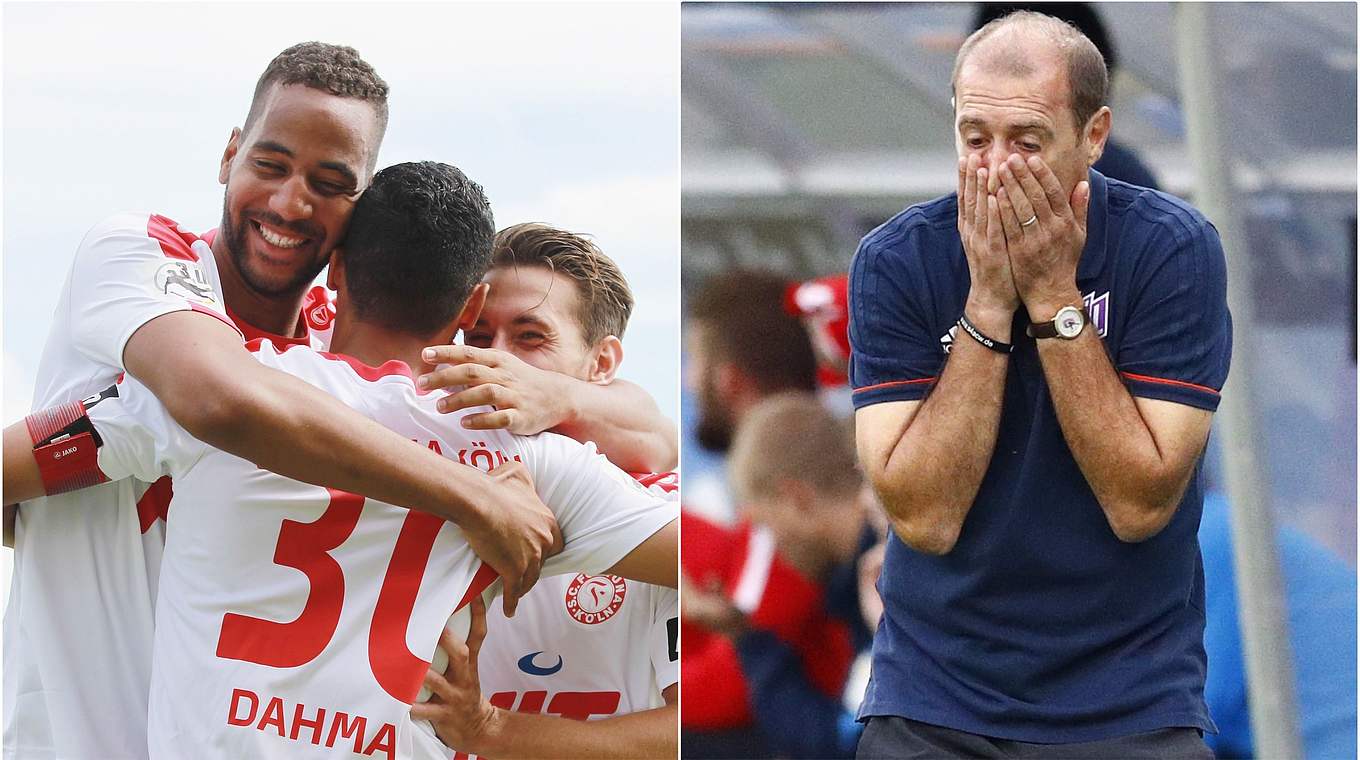 Jubel hier, Frust da: Fortuna Köln startet stark, der VfL Osnabrück ist Vorletzter © Getty Images/imago/Collage DFB