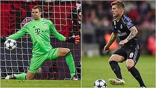 Dürfen auf UEFA-Auszeichnung hoffen: die deutschen Weltmeister Neuer (l.) und Kroos © Getty Images/Collage DFB