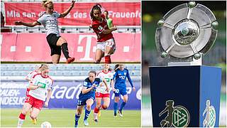 Livespiele am 1. Bundesliga-Spieltag: Essen gegen Bayern (o.) und Potsdam gegen Jena © imago/GettyImages/Collage DFB