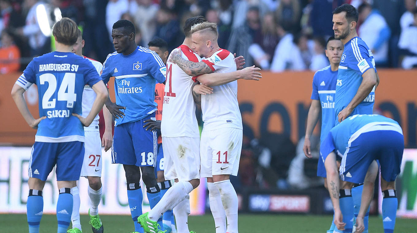 Höchster Bundesligasieg: Augsburg bezwingt Hamburg am 30. April 2017 mit 4:0 © 2017 Getty Images