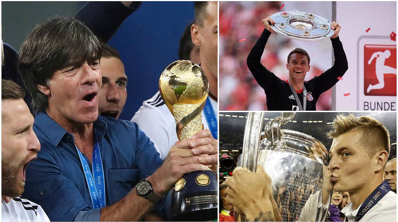 Auf den Kandidatenlisten der FIFA: Joachim Löw (l.), Manuel Neuer (o.r.) und Toni Kroos © Getty Images/imago/Collage DFB